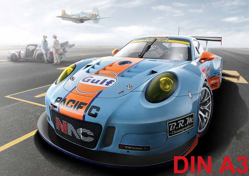 Cult Car Art Porsche 911 (991) GT3 R Super GT 300  ART-PRINT DIN A3
