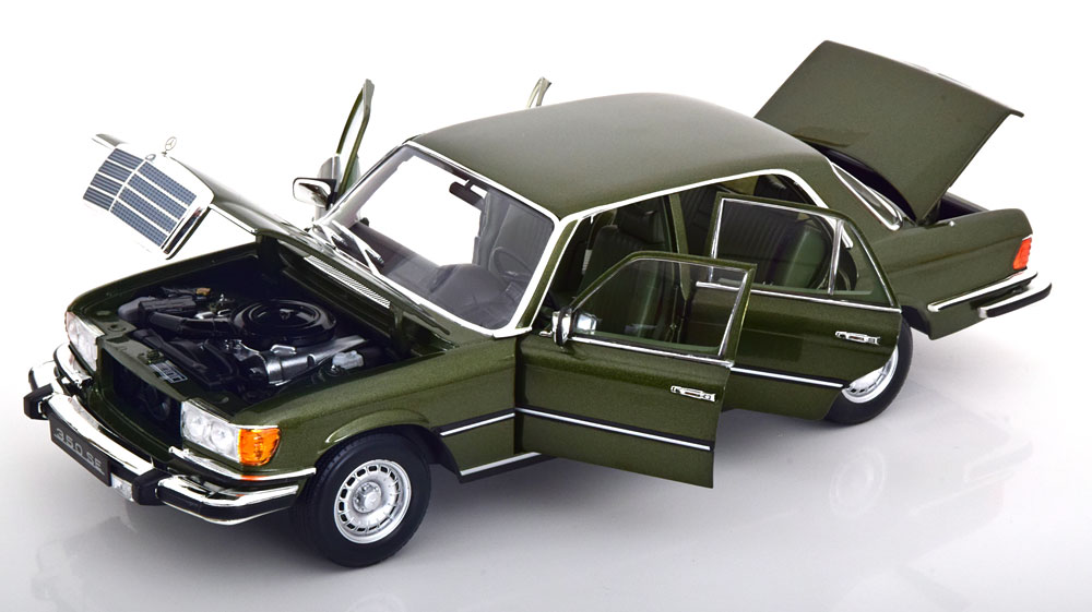 1:18 Norev Mercedes 350 SE W116 US-Version 1973 darkgreen-metallic