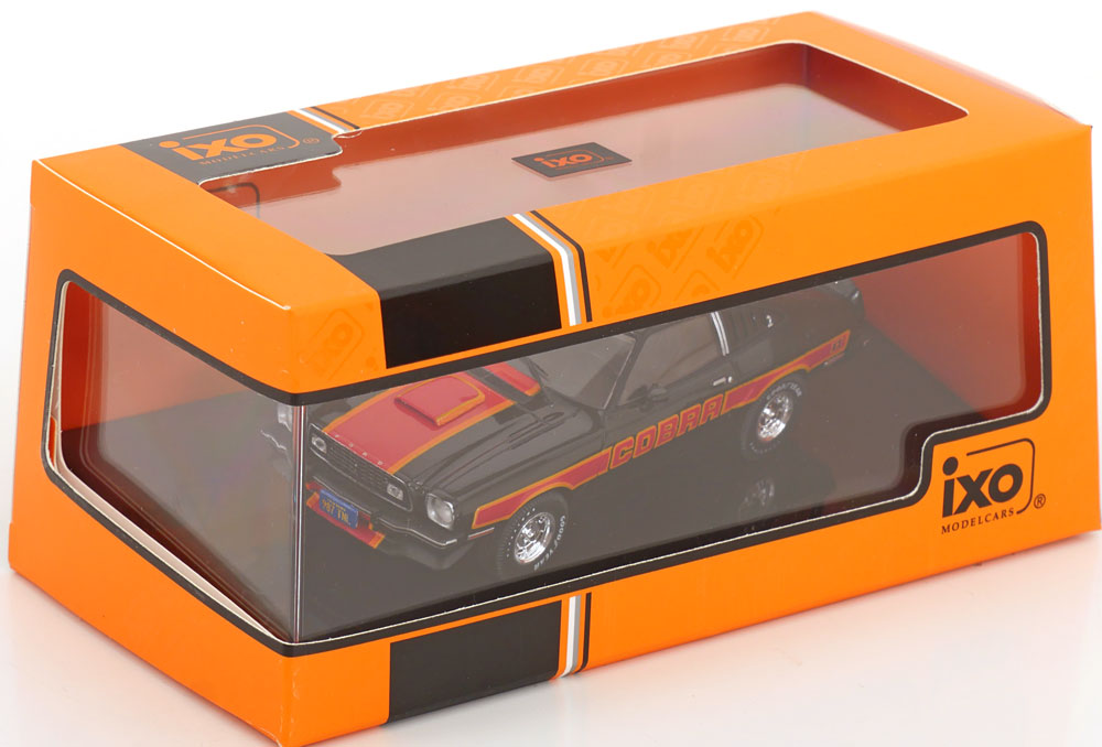 1:43 Ixo Ford Mustang  Cobra II 1977 black/red/orange
